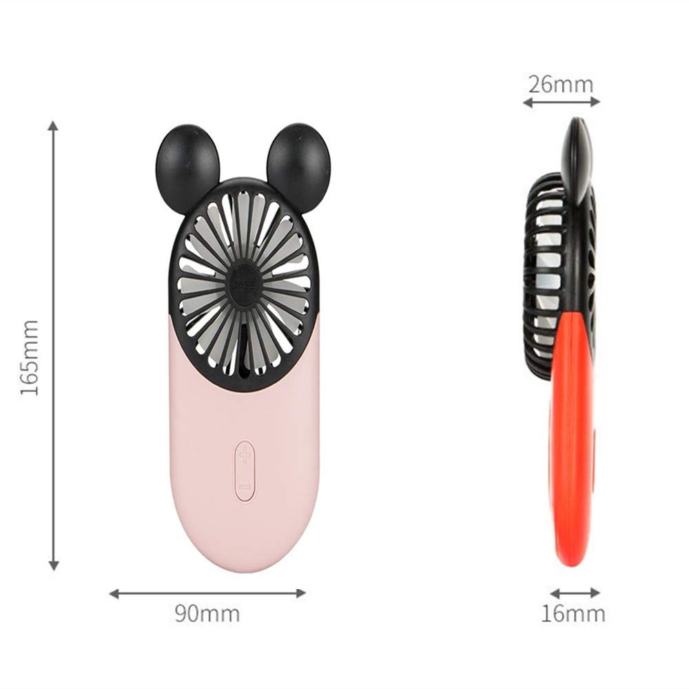 DECVO Cute Personal Mini Fan, Handheld & Portable USB Rechargeable Fan with Beautiful LED Light, 3 Adjustable Speeds, Portable Holder, for Indoor Or