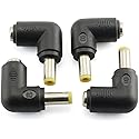 Longdex 4pcs 90 Degree 5.52.1 Mm Male Jack to 5.52.5MM Female Plug Right Angle L Shaped DC Power Connector Adapter for Laptop
