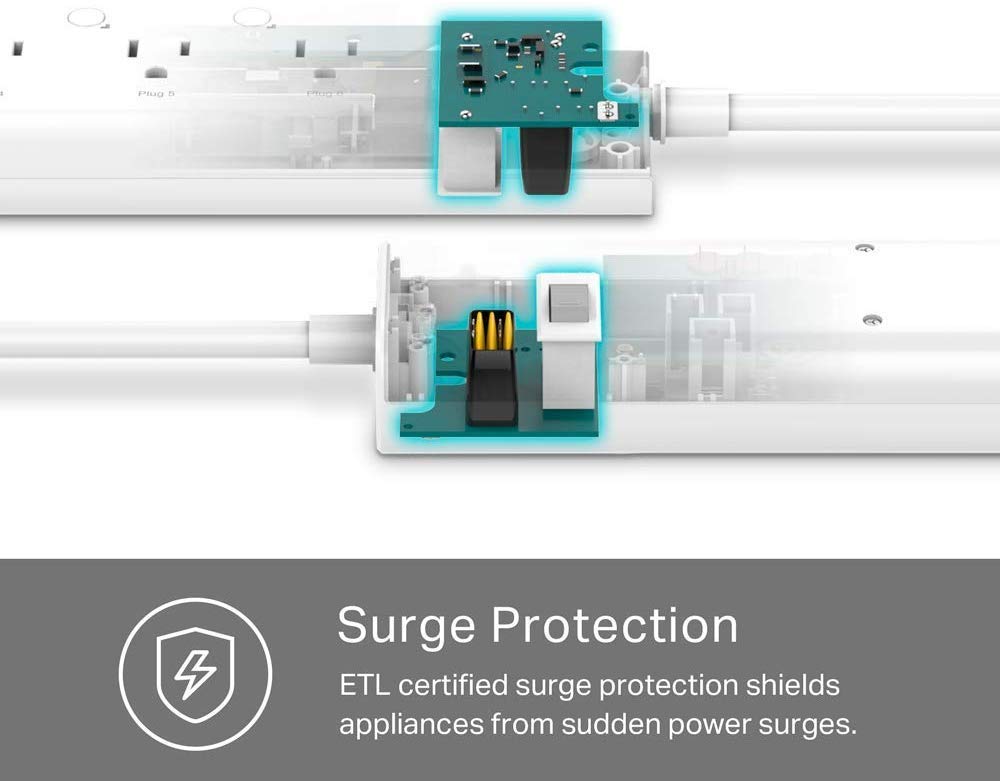 Kasa Smart Plug Power Strip HS300, Surge Protector with 6 Individually Controlled Smart Outlets and 3 USB Ports, Works with Alexa & Google Home, No