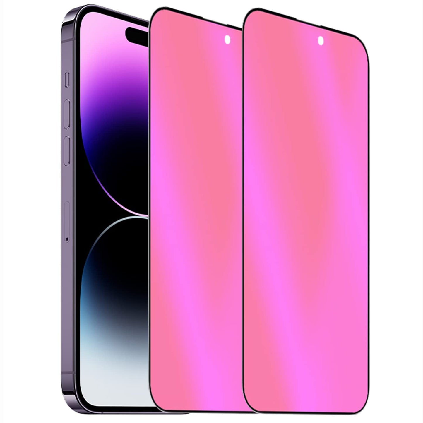 BWEDXEZ 2 Pack Anti-Blue Privacy Tempered Glass Suit for iPhone 14 Pro Mirror Anti-Spy Screen Protector Anti-Peeping Film Electroplated Gradient 9H