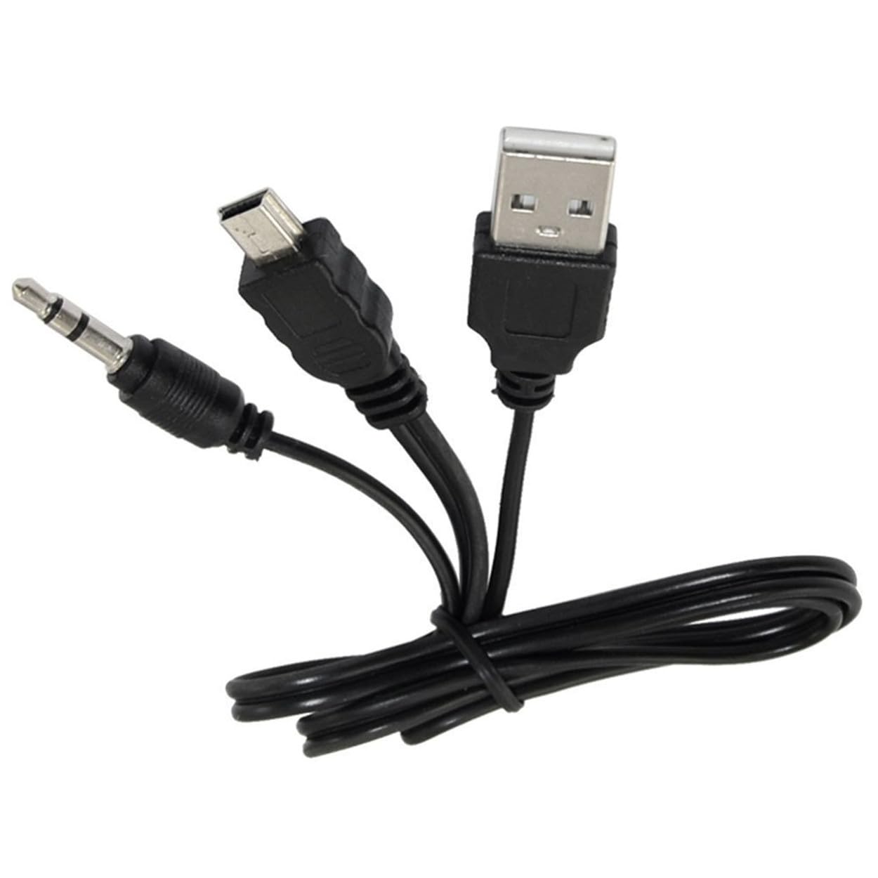 ThtRht 2 Pack Mini USB Audio Cable with USB 2.0 Charging Power Supply Cord to Mini B Male and 3.5mm Jack Plug AUX Connection for iHome IH60 IH61 IH59