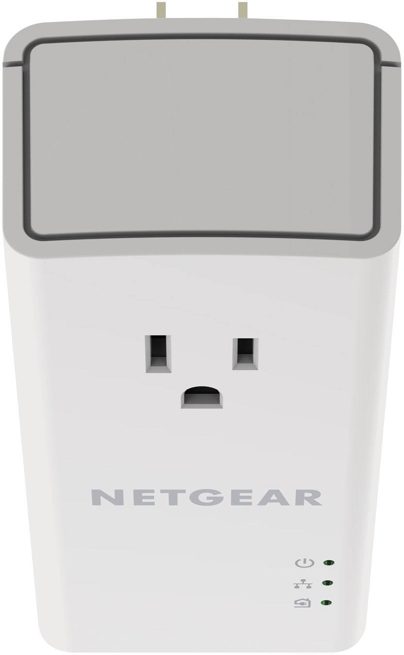 NETGEAR Powerline Adapter Kit, 1200 Mbps Wall-Plug, 1.2 Gigabit Ethernet Ports with Passthrough + Extra Outlet (PLP1200-100PAS)
