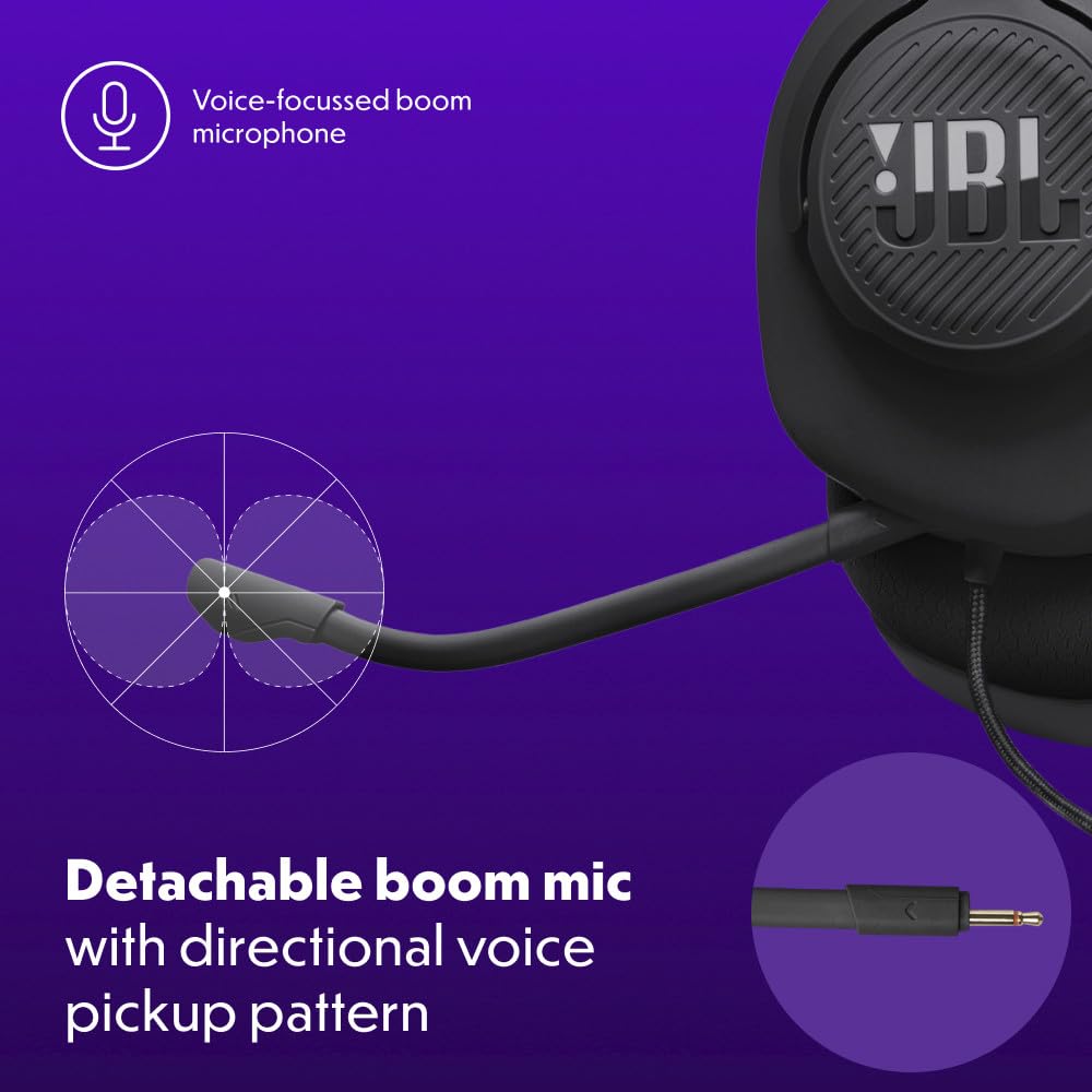 JBL Quantum 100M2 - Wired Over-Ear Gaming Headset with omnidirectional, Detachable mic with Mute Option and Fabric-Covered Memory Foam Ear Cushions…