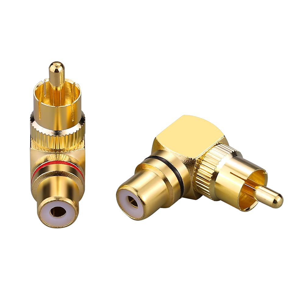 Eightnoo RCA Right Angle Adapter - 90° Female to Male Gold-Plated Connector for Wall Mounted TV as Space Saver (4)