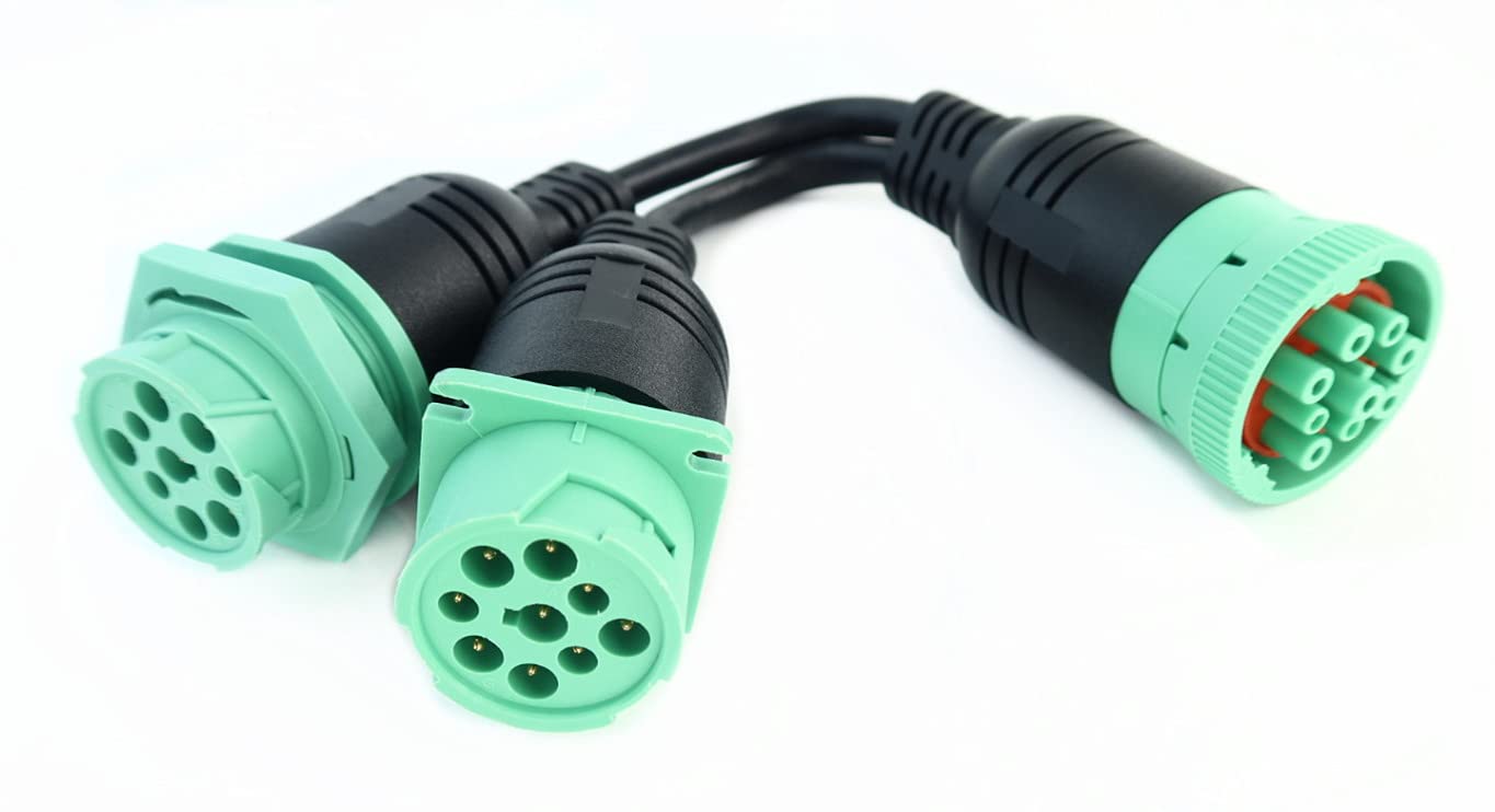 YPP Waterproof Overmolded J1939 Type 2 Splitter Y Cable 1 Male to 2 Female 9pin connectors