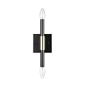 Globe Electric 65000044 2-Light Wall Sconce, Matte Black, Antique Brass Accent, E12 Base Sockets, Lights for Living Room, Home Decor, Lighting