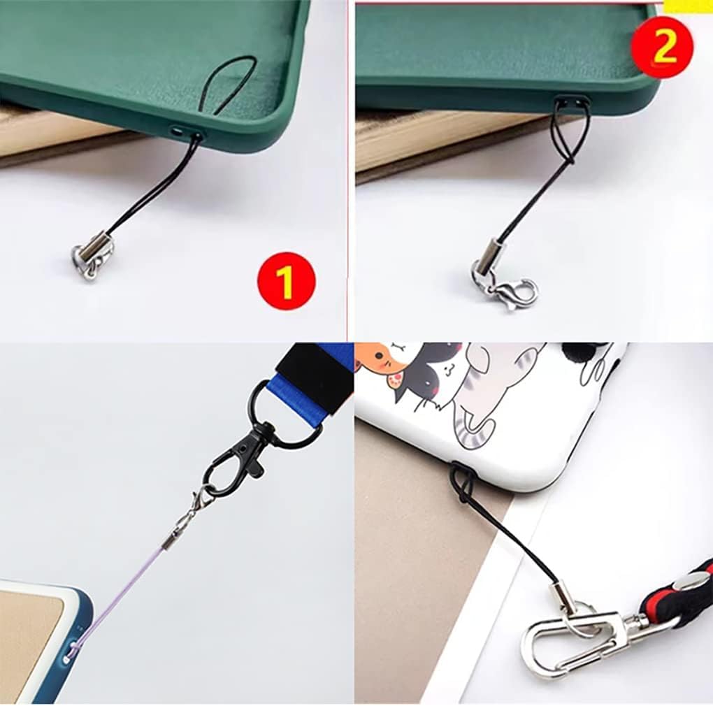 KCKEYS 50 pcs Phone Charms Strap with Lobster Clasp, Lanyard Strap for Cell Phone Charm, Keychain, USB Drive, DIY Jewelry keychain (Black)