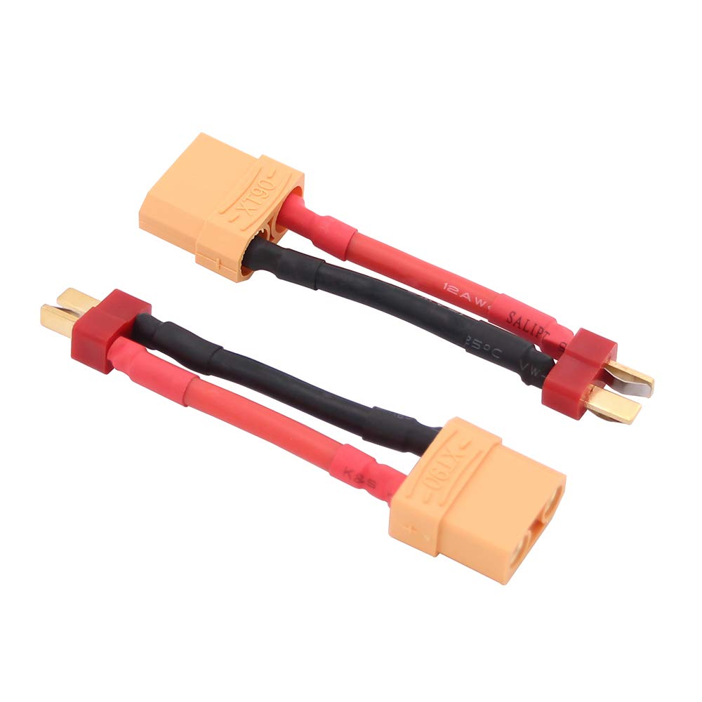 OliYin 3pcs Male T Plug to Female XT90 Connector Converter Adapter with 12awg 1.96inch Wire(Pack of 3)