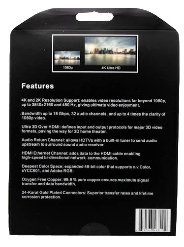 Fusion4k High Speed 4K HDMI Cable (4K @ 60Hz) - Professional Series (6 Feet)