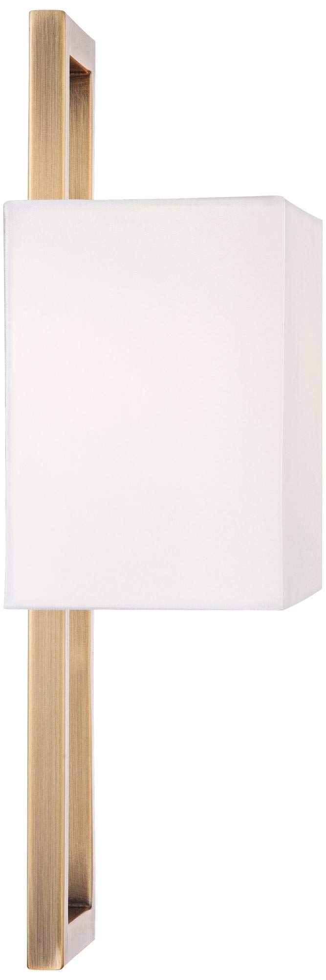 Possini Euro Design Modena Modern Wall Light Sconce French Brass Hardwired 9 1/2" Wide Fixture Shimmery Silvery Open Rectangular Shade Bedroom
