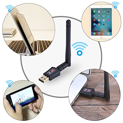 Zerone 5G USB Adapter, 600Mbps Dual-Band 2.4G/5G Antenna USB Adapter Receiver Network LAN Card for Linux,