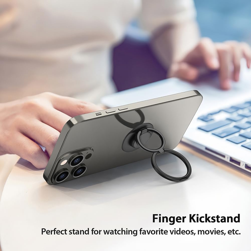 MonIdea Phone Grip, Phone Ring Holder Finger Kickstand, Foldable & Adjustable Metal Cell Phone Rings Gripper Stand Work with Magnetic Car Mount