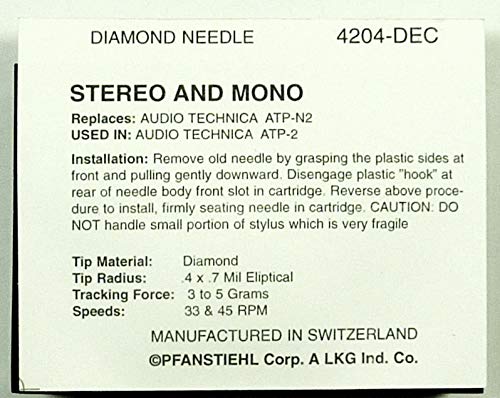 Pfanstiehl Phonograph Turntable Needle Stylus For Audio Technica Compass AT-PL120 ATP-1 ATP-2 ATP-N2 3 Record Player