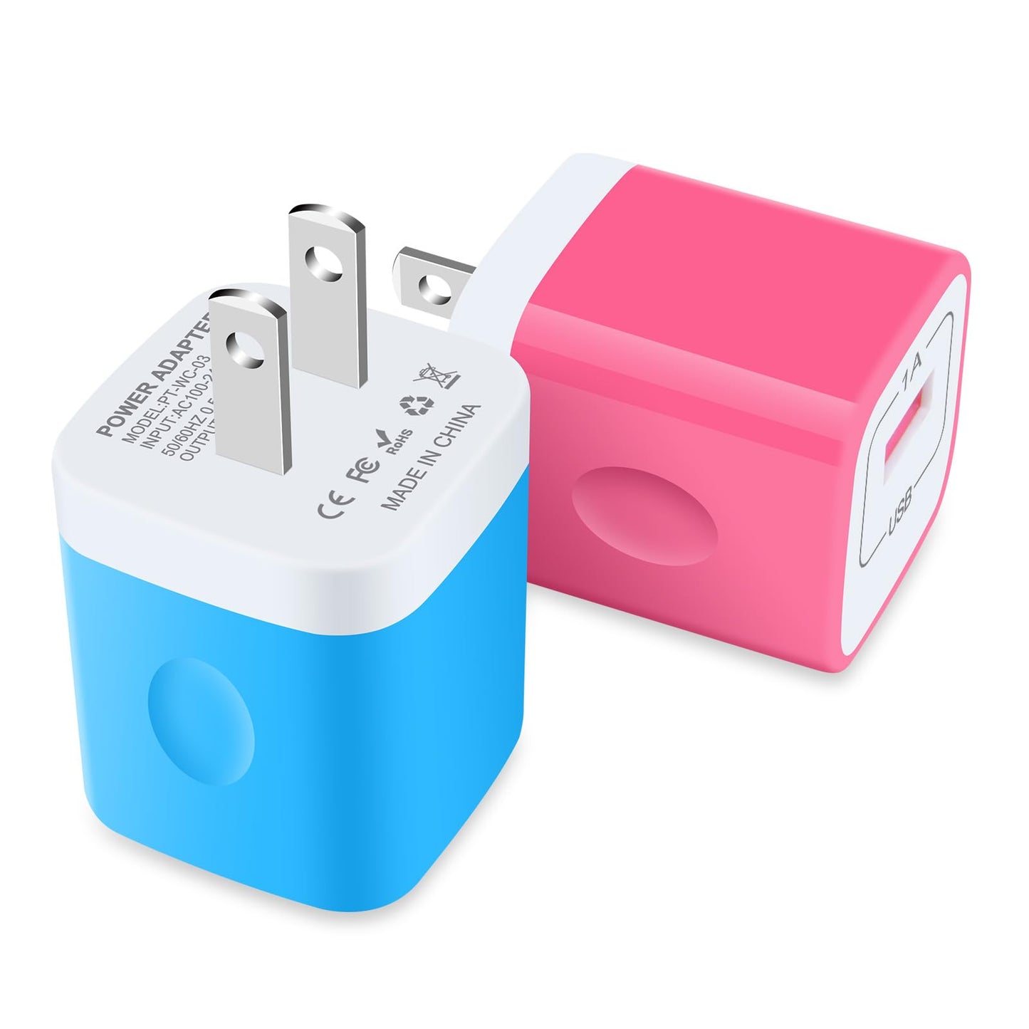 USB Wall Charger Block 2-Pack, 5V 1A Power Adapter for iPhone 14/13/12/11/XS/8 Plus, Samsung Galaxy S23/S22/S21/S10/S9, Google Pixel, USB Cube