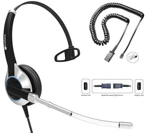 TruVoice HD-300 Deluxe Headset with Noise Reduction Voice Tube & HD Sound - Compatible with Cisco 6000, 7800, 8800 8900 Series Phones and 7931 7940
