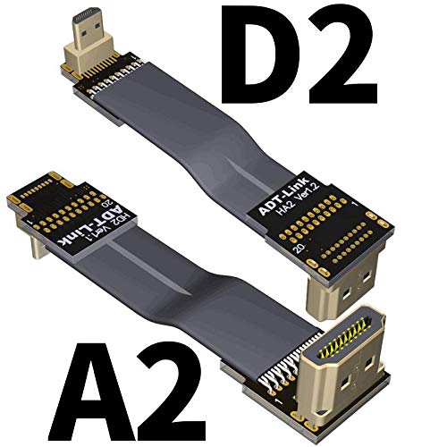 ADT-LINK FPV Cable for HDMI Micro Mini Flat Camera Connector 5cm-50cm Flexible Wire Line 18Gbps 4K@50/60 2160p for HDMI2.0 for FPV Camera (5cm,A2-D2)