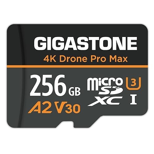?5-Years Data Recovery??Designed for Drone? GIGASTONE 256GB Micro SD Card, 4K Drone Pro Max, A2 V30 for DJI Drone, 4K UHD Video Recording, R/W up