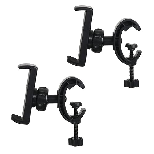 ThtRht 2 Pack Mic Stand Phone Holder Mount Photography Light Stand Phone Mount Holder Clamp Phone Clip for Microphone Stand Tripod Boom Arm Floor Mic