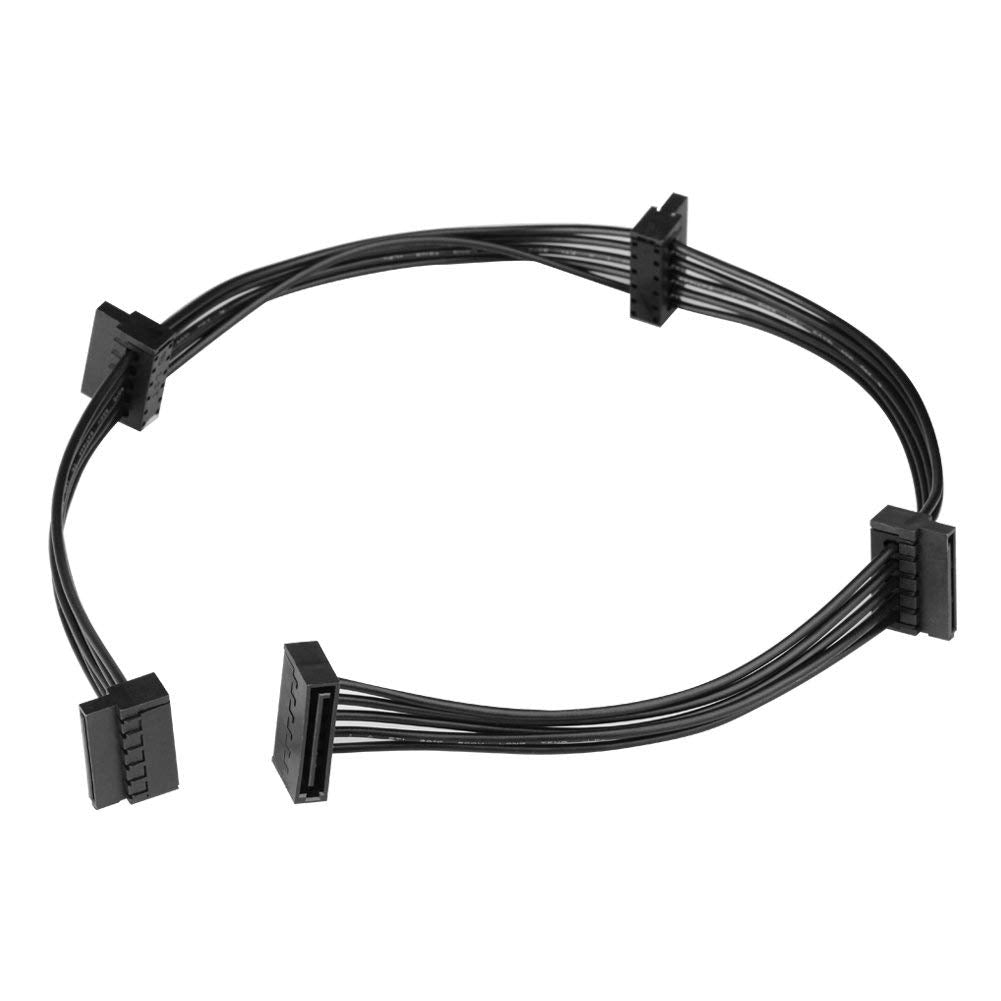 J&D (2 Pack 15 Pin SATA to 4 SATA Power Splitter Extension Cable, Female to Male, 20 inch