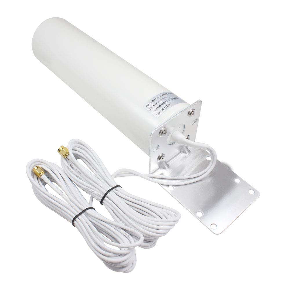 High Gain 10-12dBi Dual SMA Male 698-2700 MHz 3G/4G LTE Omni-Directional Outdoor Pole/Wall Mount Antenna for Mobile Cell Phone Cellular 4G LTE Router
