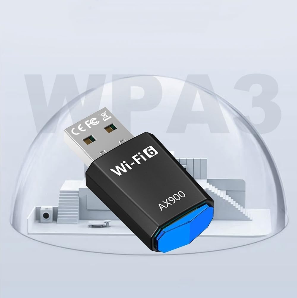 AX900 USB WLAN Adapter Dual Band 2.4GHz/5GHz with Built-in Driver, USB WiFi 6 Adapter for PC/Desktop/Laptop, Compatible with Windows 11/10/8.1/8/7