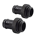 MARRTEUM G1/4" to 3/8" Barb Fittings Soft Tubing Barb Extender Connector for Computer Water Cooling System, Black, 2 Pack