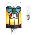 HUIMEIJU Tiffany Butterfly Colored Glass Wall Insert Night Light, Handmade Art Glass Room Light