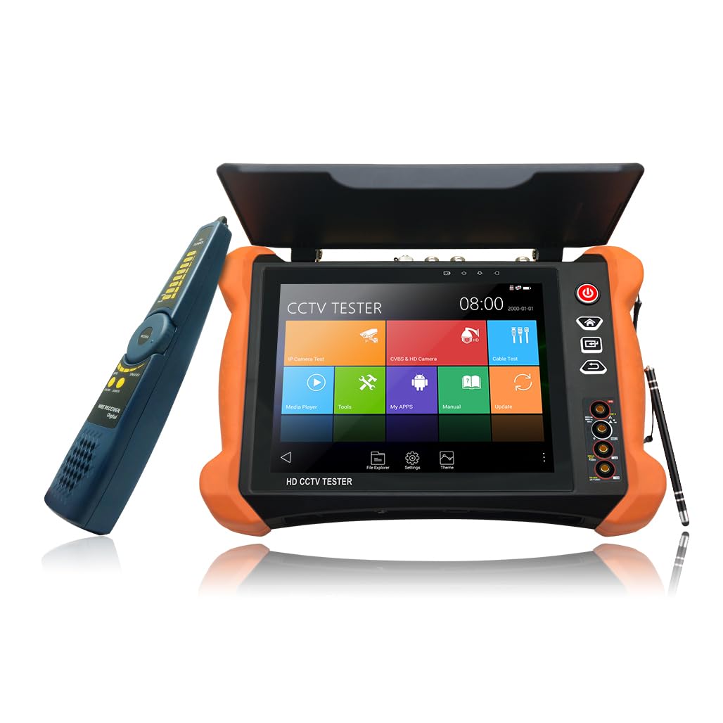 EVERSECU 8 Inch All in One Retina Display CCTV Tester,8K 32MP 12MP IP Camera Tester,4K 8MP TVI/CVI/AHD/SDI/CVBS CCTV Monitor Support DMM, OPM, VFL