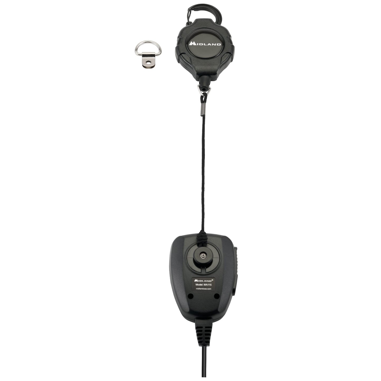 Midland - MXMCBK - Retractable Microphone Tether - Compatible with Midland MXT MicroMobiles & Microphones - 36” Kevlar Cord - 8” Nylon Attachment…
