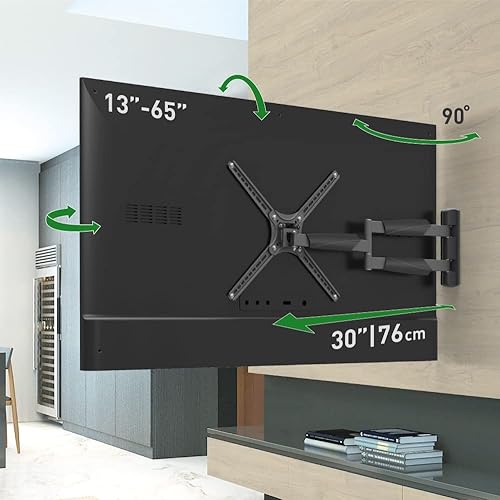 Barkan 30'' Long TV Wall Mount, 13-65 inch Full Motion Articulating - 4 Movement Flat/Curved Screen Bracket, Holds up to 80lbs, Extremely Extendable
