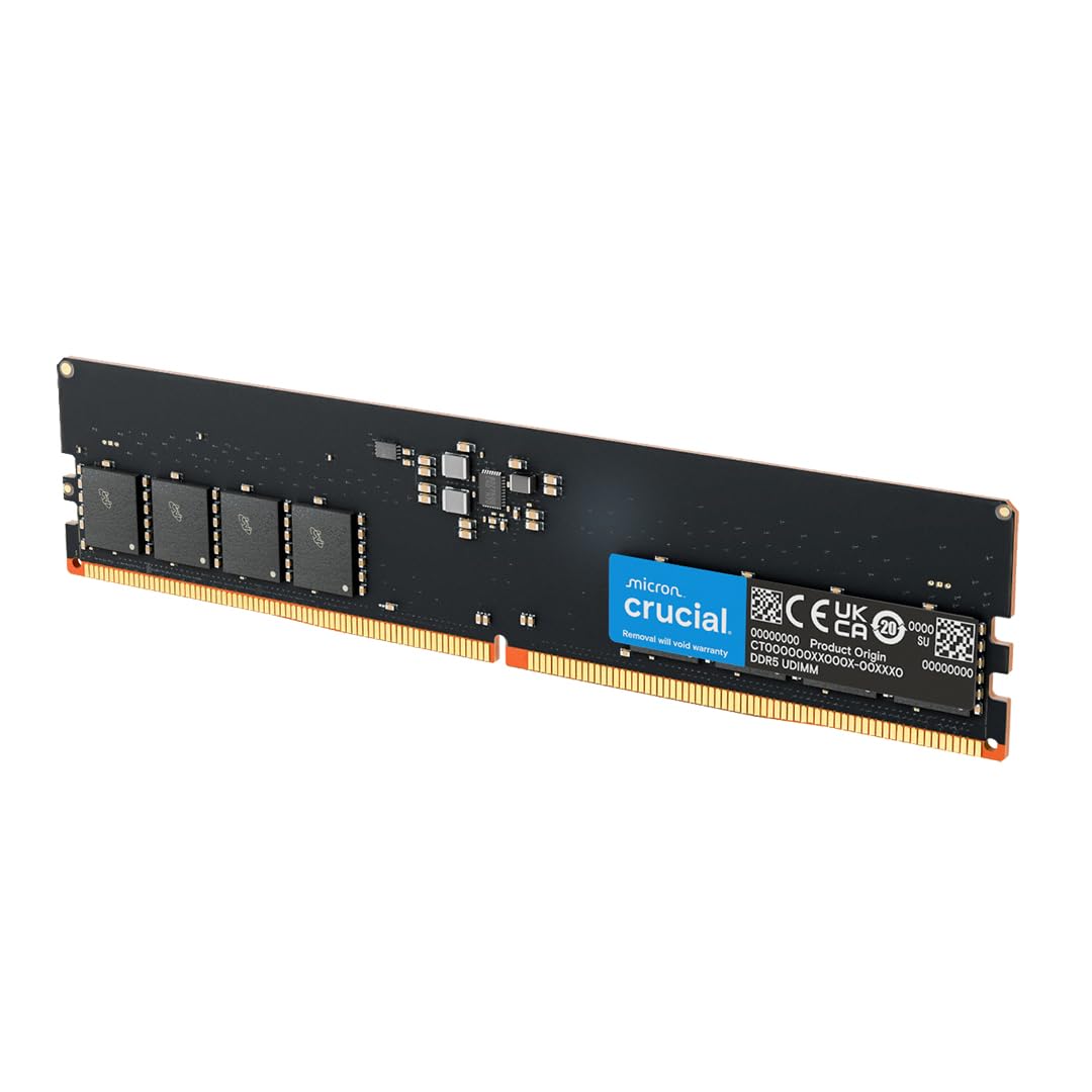 Crucial 16GB DDR5 RAM, 4800MHz CL40 Desktop Memory, UDIMM 288-Pin, Compatible with 12th Gen Intel Core and AMD Ryzen 7000 - CT16G48C40U5
