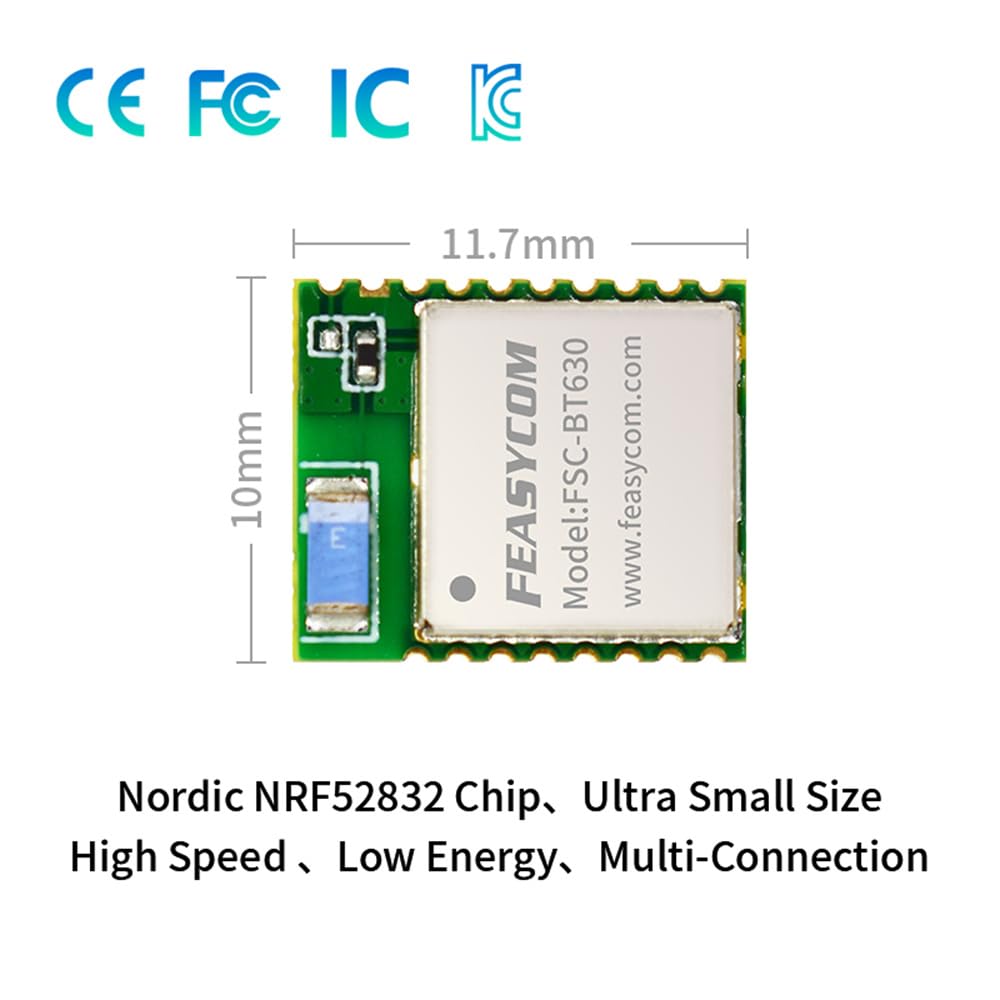 Nordic nRF 52832 BLE Bluetooth 5.2 high Speed UART Transparent Module for Data Transmission FCC IC CE KC Certified