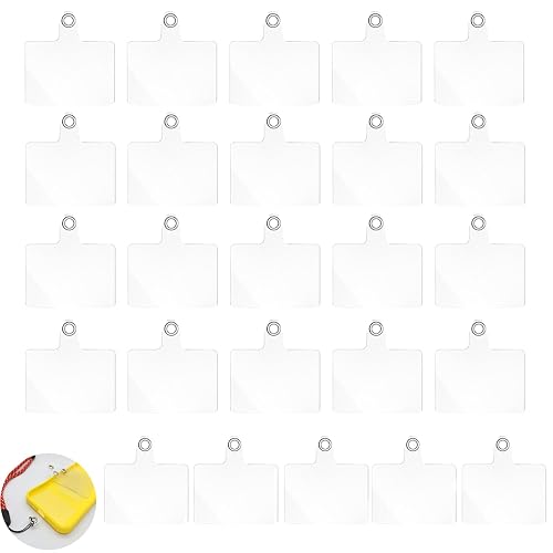 UtySty 25 Pack Phone Tether Tab Transparent Phone Lanyard Tabs Replacement Phone Lanyard Patch Without Adhesive Pads Patches for Hand Wrist Strap