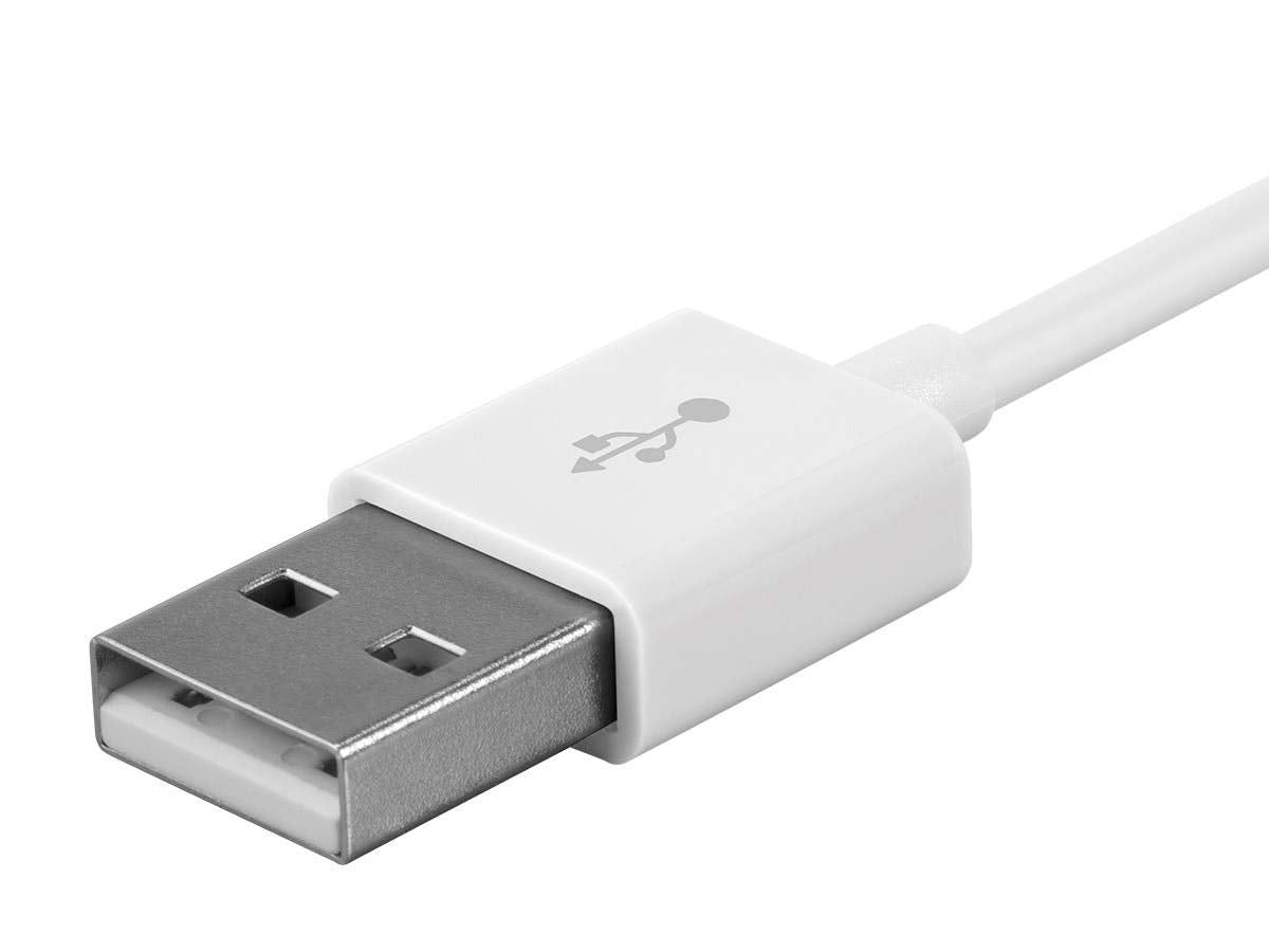 Monoprice USB Type-A to Micro Type-B Cable - Polycarbonate Connector Heads, 2.4 Amp, 22/30AWG, 3 Feet, White - Select Series, 3ft