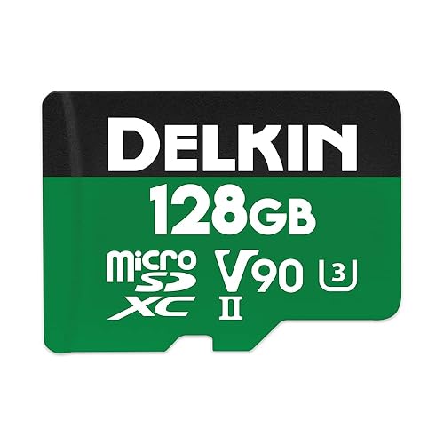 Delkin Devices 128GB Power Micro SD Card UHS-II (U3/V90) - 300MB/s Read, 250MB/s Write, 8K, 4K, 3D, HDR, 360º Recording | Micro SD Card 128GB with SD