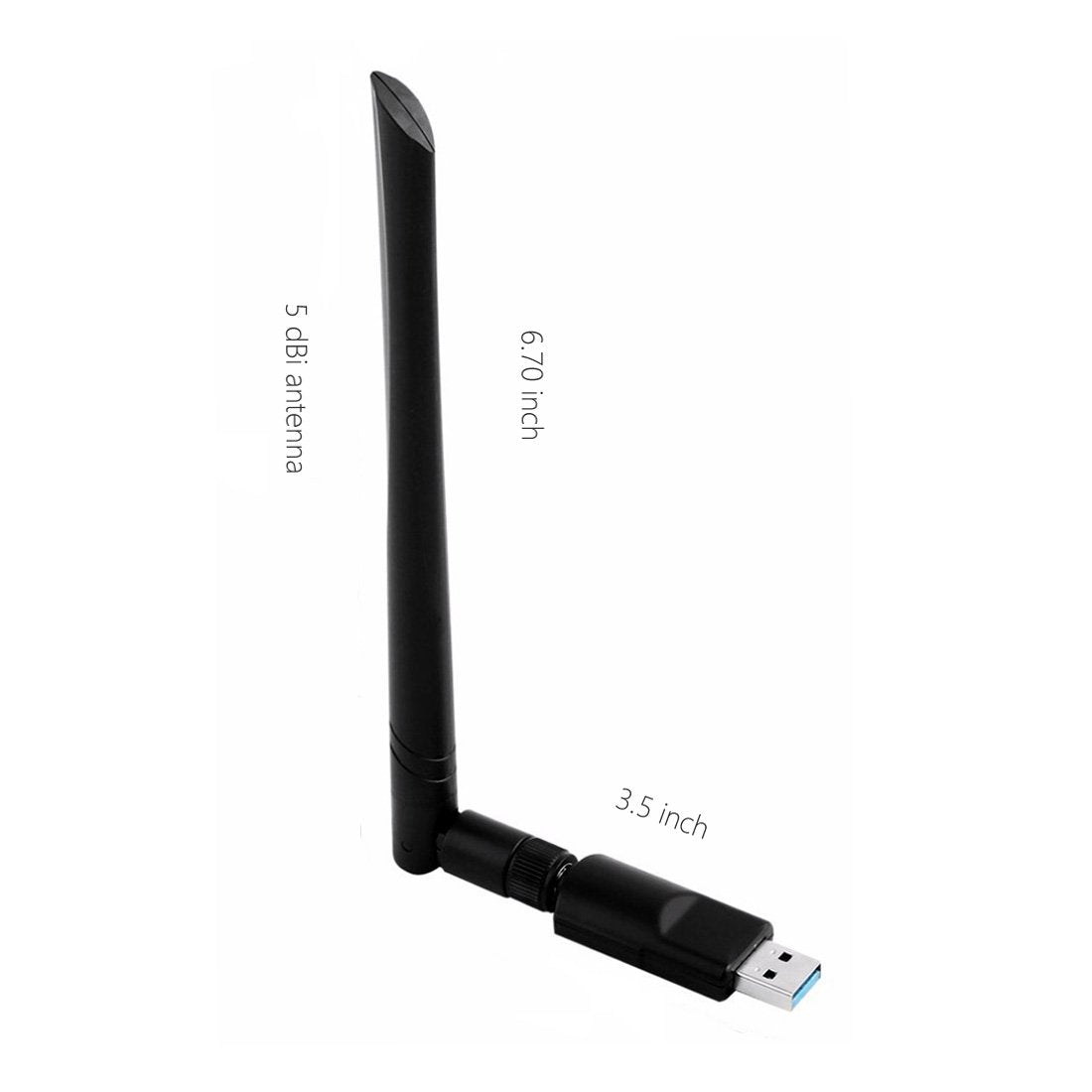 Realtek RTL8812BU USB Wireless Adapter 1300 Mbps with 5 dBi Antenna Dual Band AC1300 WiFi Dongle IEEE 802.11 a b g n ac for Laptop Desktop USB 3.0