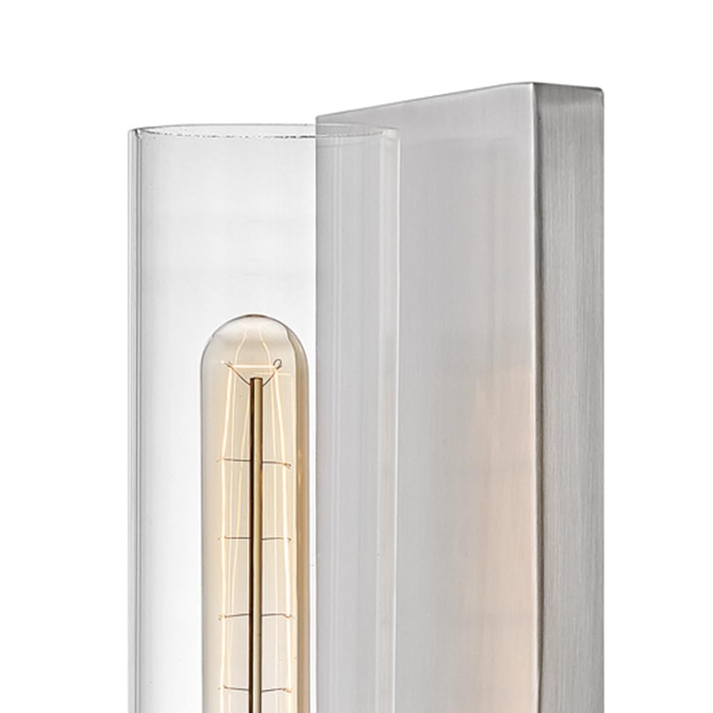 Hinkley Ryden Single Light Wall Sconce, Clear Glass Shade, Modern Industrial, Sleek, Slender, Brushed Nickel Finish