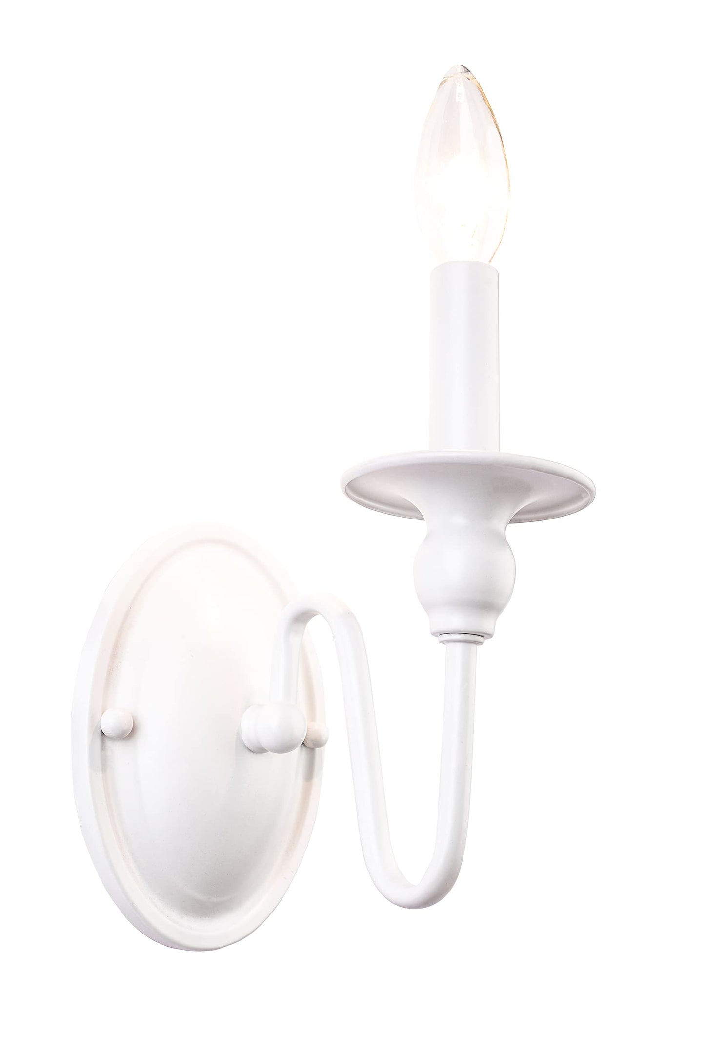 Aspen Creative 62710-03-1, 1 Light Indoor Wall Fixture, 4-1/4" W x 7-5/8" H x 6-1/4" E, Matte White Finish, Bulb Not Included