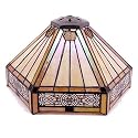 WERFACTORY Tiffany Lamp Shade Replacement 12X10X6 Inch Yellow Hexagon Stained Glass Mission Lampshade Only with Cap fit for Table lamp Pendant Light