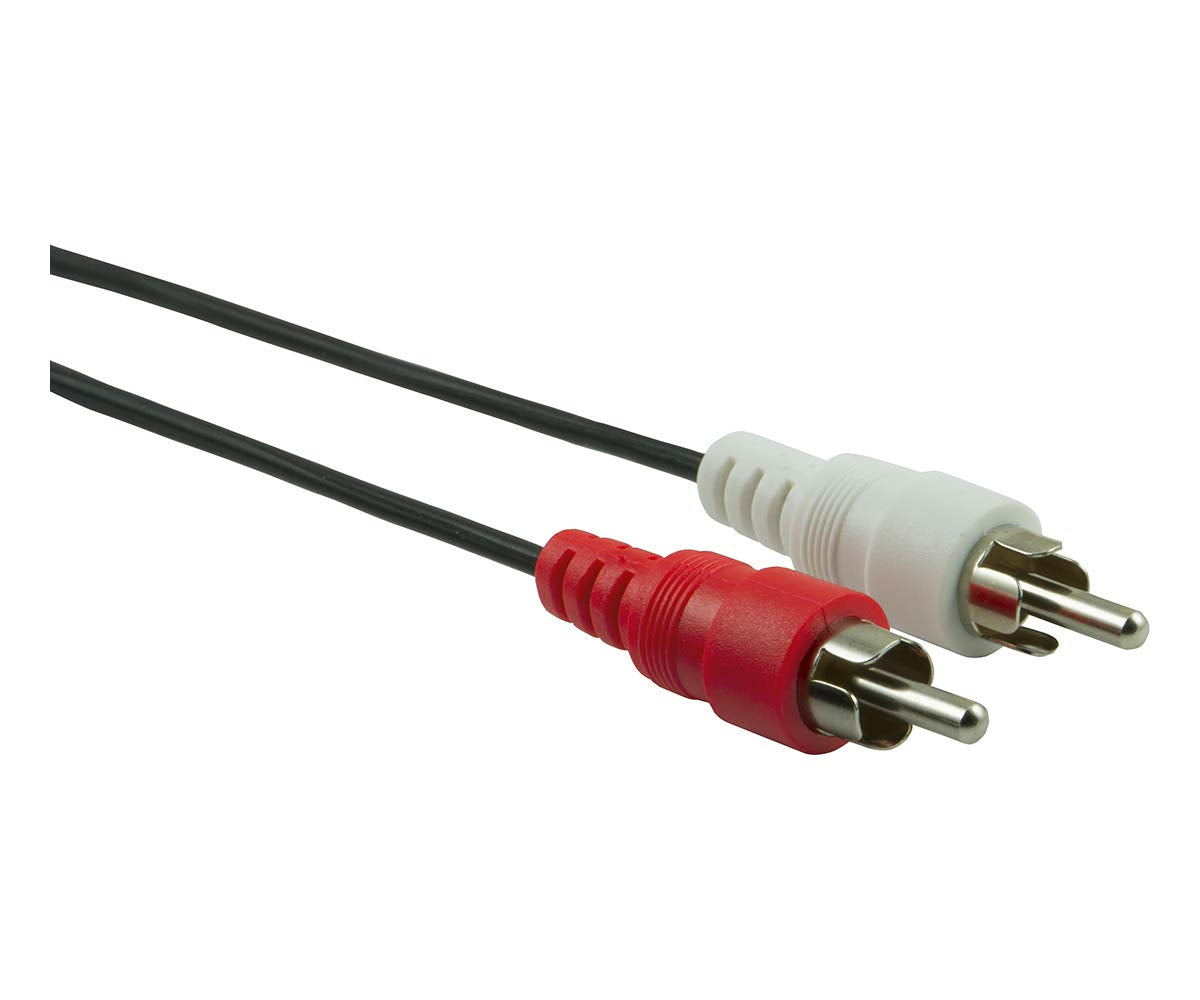 GE 12ft. RCA Audio Cable, 2-RCA Connectors on Each End, Color-Coded, Male-to-Male Connections, Connects Audio Components to Home Theater Receivers