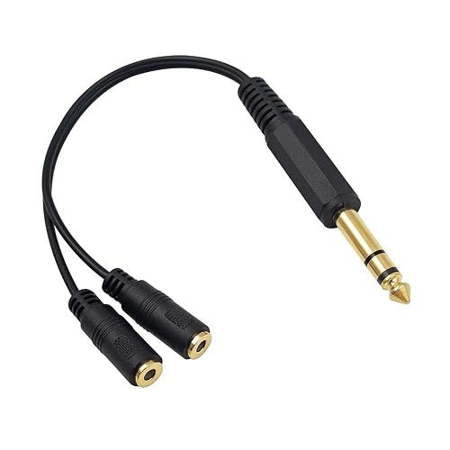 Poyiccot 1/4 to 3.5mm Adapter, 3.5mm to 1/4 Headphone Adapter, 6.35mm 1/4 inch TRS Stereo Male to 2 Dual (Mini) 1/8 inch Stereo Female Y Splitter