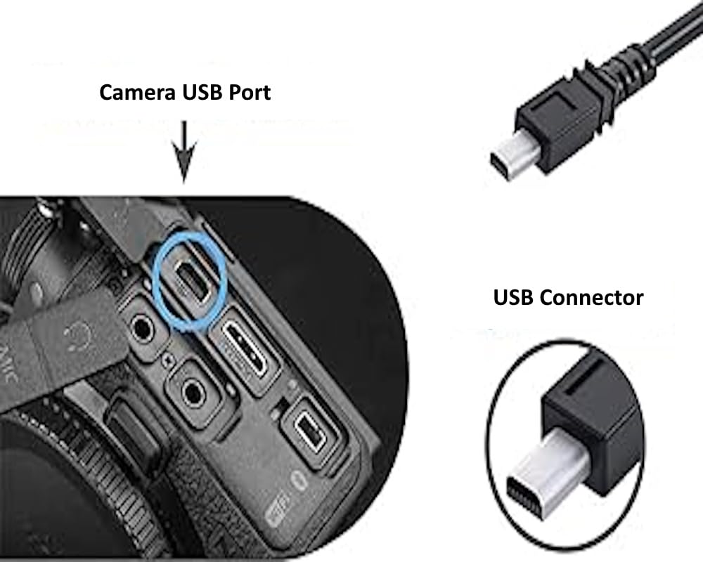 USB PC Data Transfer Battery Charger Cable for Select Sony Cybershot DSC-H200 DSC-H300 DSC-W370 DSC-W800 DSC-W830 DSC-W310 (Check Product Description