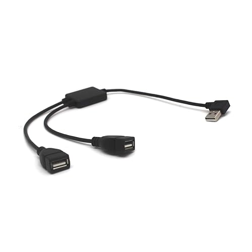 Kework 12 Inch Right Angle USB 2.0 Splitter Cable, USB Extender 1 Male to 2 Female HUB Extension Cord