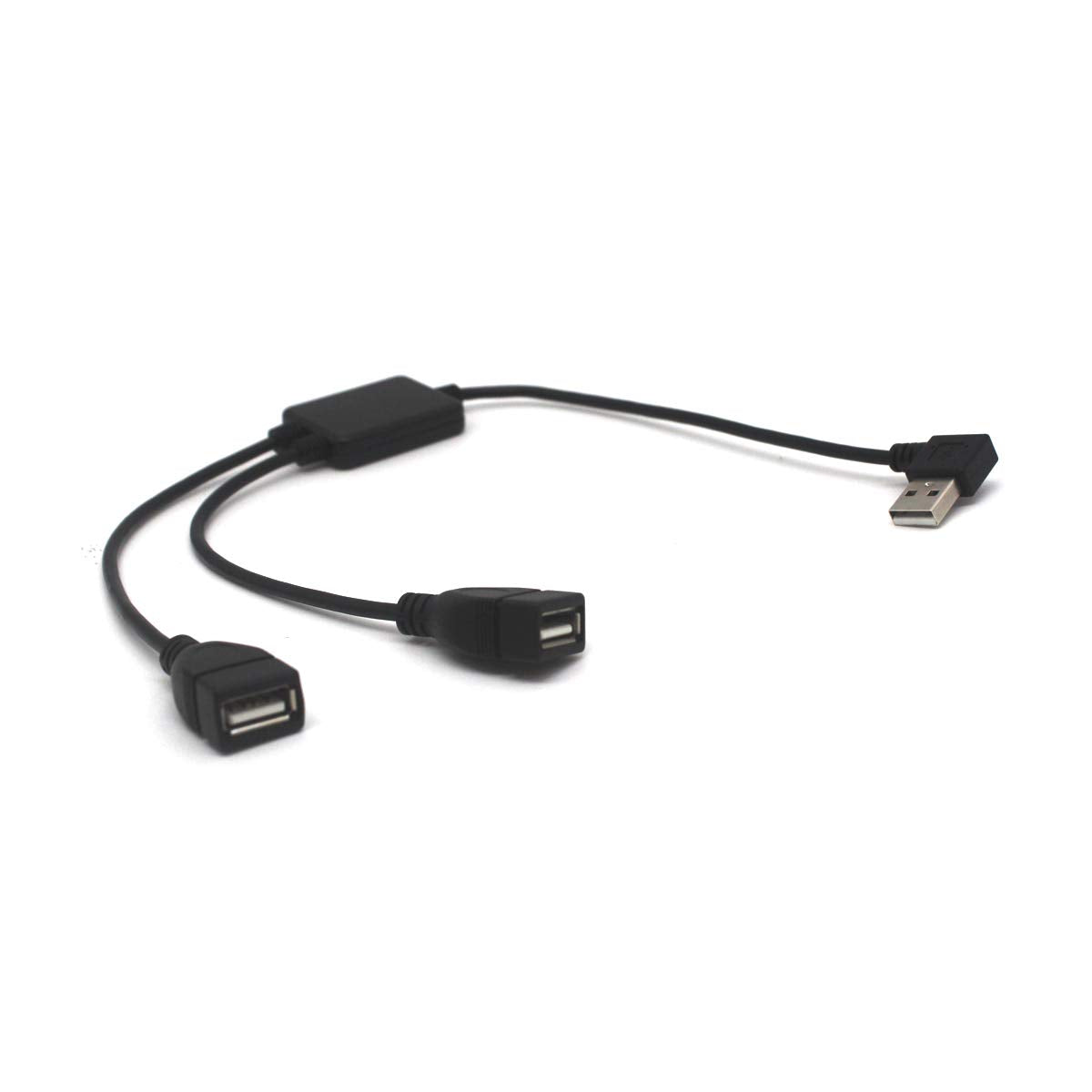 Kework 12 Inch Right Angle USB 2.0 Splitter Cable, USB Extender 1 Male to 2 Female HUB Extension Cord