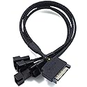 2Pcs 15Pin SATA to 3Pin 4Pin Adapter Cable SATA to PWM Conversion Power SATA 1 to 4 Extension Cables Case Fan Power Spliter Hub for Computer CPU Host