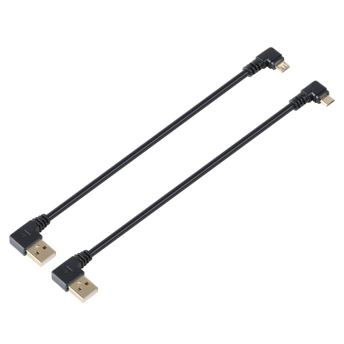 TENINYU Combo-Pack Left / Right Angle USB Cable 5.5 Inches for TV Stick and Power Bank - 90 Degree USB to Micro USB Cable for Roku TV Stick and More