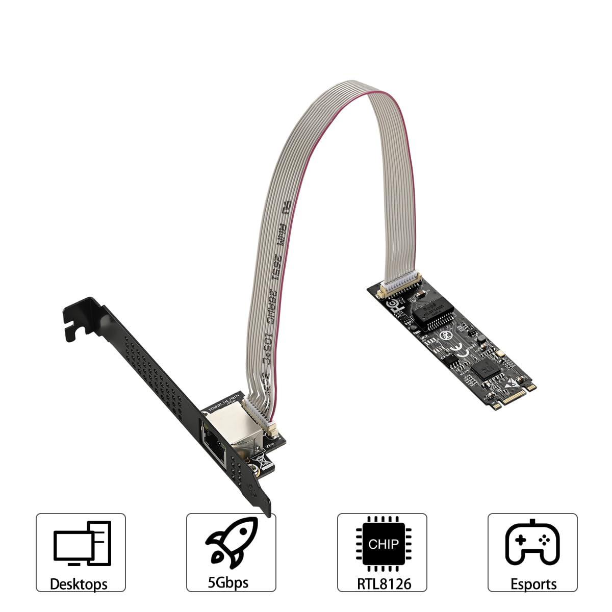 IO CREST M.2 M-Key PCI-e 3.0 Interface Single Port 5.0 Gigabit Ethernet Modules