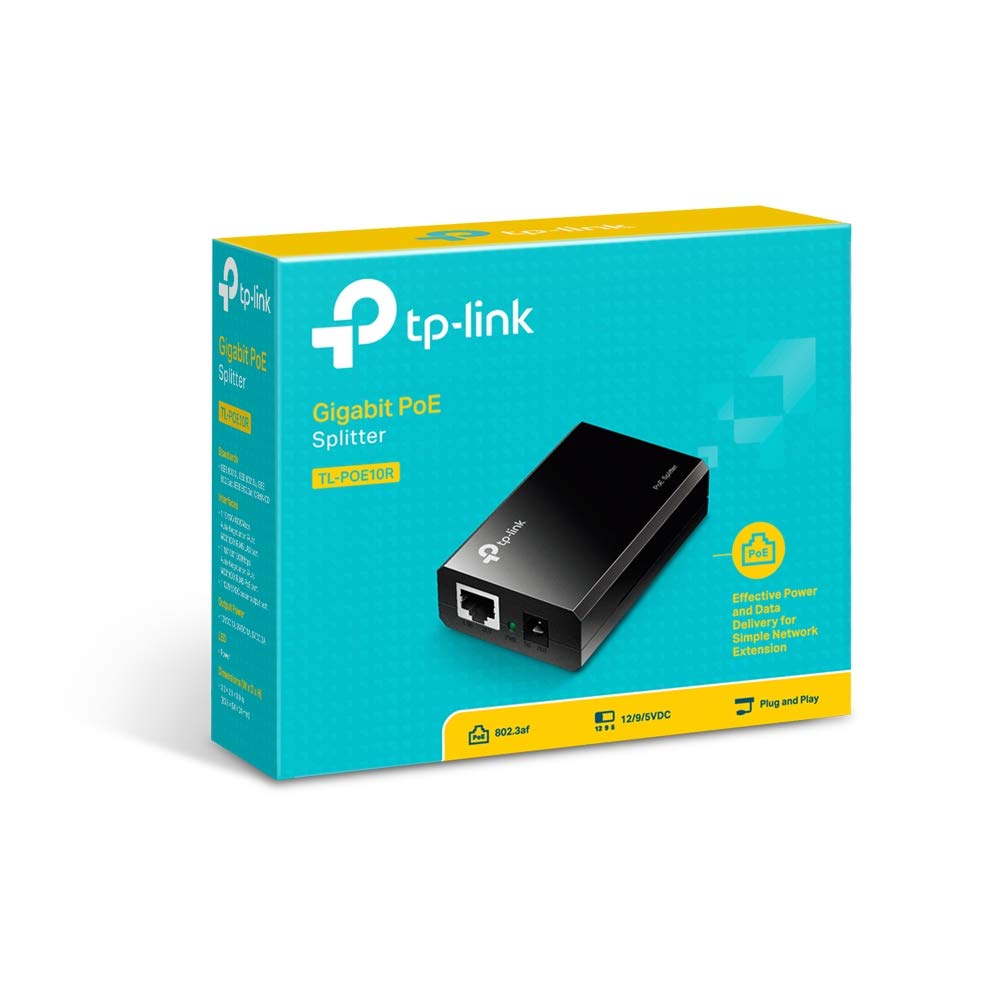 TP-Link TL-PoE10R, 802.3af Compliant Gigabit PoE Splitter, 5/9/12V DC Power Output, Up to 100 Meters (325ft.), Power Adapter & Cable Included