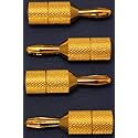 Gold Plated (Thick 3u) Spade to Banana Speaker Cable Adapters - Audiophile Quality - 4pk