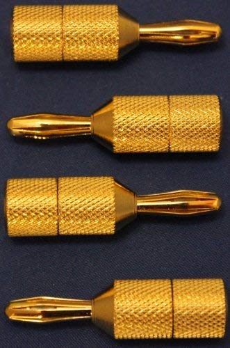 Gold Plated (Thick 3u) Spade to Banana Speaker Cable Adapters - Audiophile Quality - 4pk